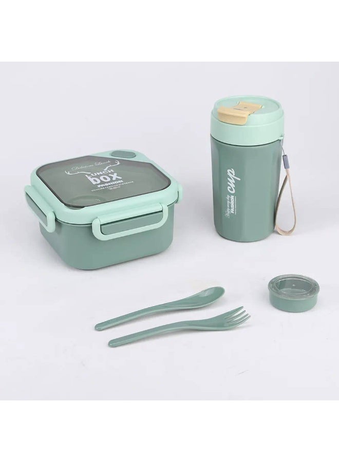Mobcos Kids Sports Lunch Box and Water Bottle Combo Set For Kids & Adults Premium Food-Grade PP Plastic Leakproof &Amp Spill Proof (Green) - Image 3